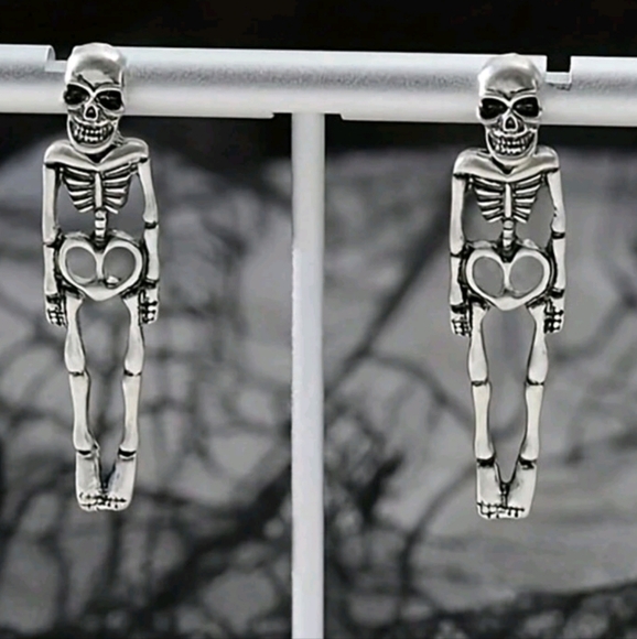 SKELETON EARRINGS HALOWEEN DAY OF THE DEAD JUST SCARY ER - Picture 2 of 3